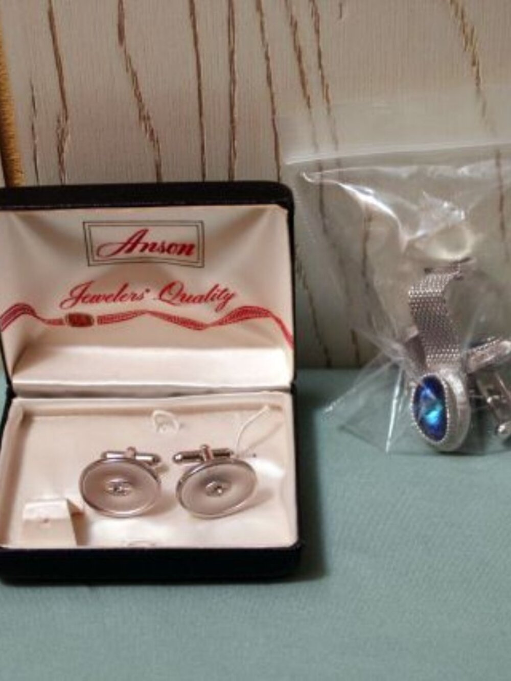 Anson Men's Cuff Links & Blue Gemstone Cuff Links - Vintage
